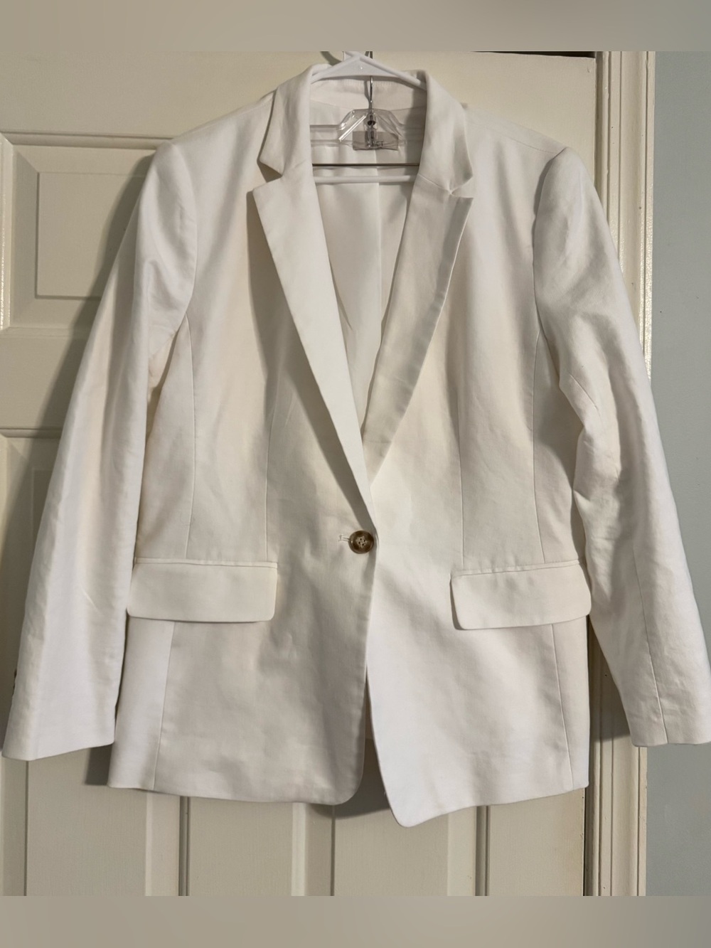 LOFT Women’s Blazer Jacket White Size 10 Lined Cotton Blend New Without Tags